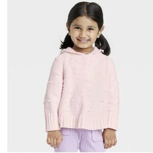 💎001 Cat & Jack Hooded Bear Pullover Pink Sweater